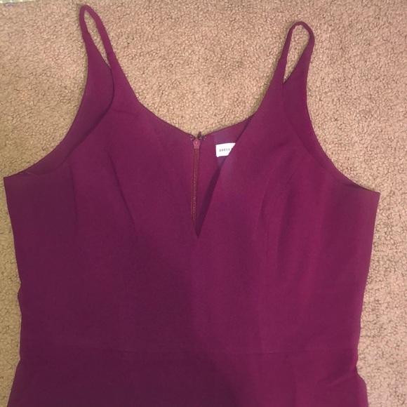 Dress the Population Iris Thigh-High Slit Crepe Trumpet Gown Dark Magenta Medium - Picture 6 of 12